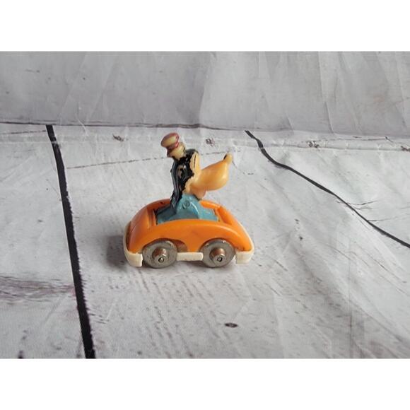 Vintage Disney's Goofy Miniature Race Cars Figurine - Orange Car Metal Wheels - Picture 5 of 6